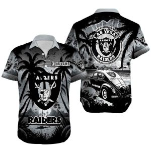 Personalized Las Vegas Raiders Logo And Car Coconut Pattern Hawaiian Shirt