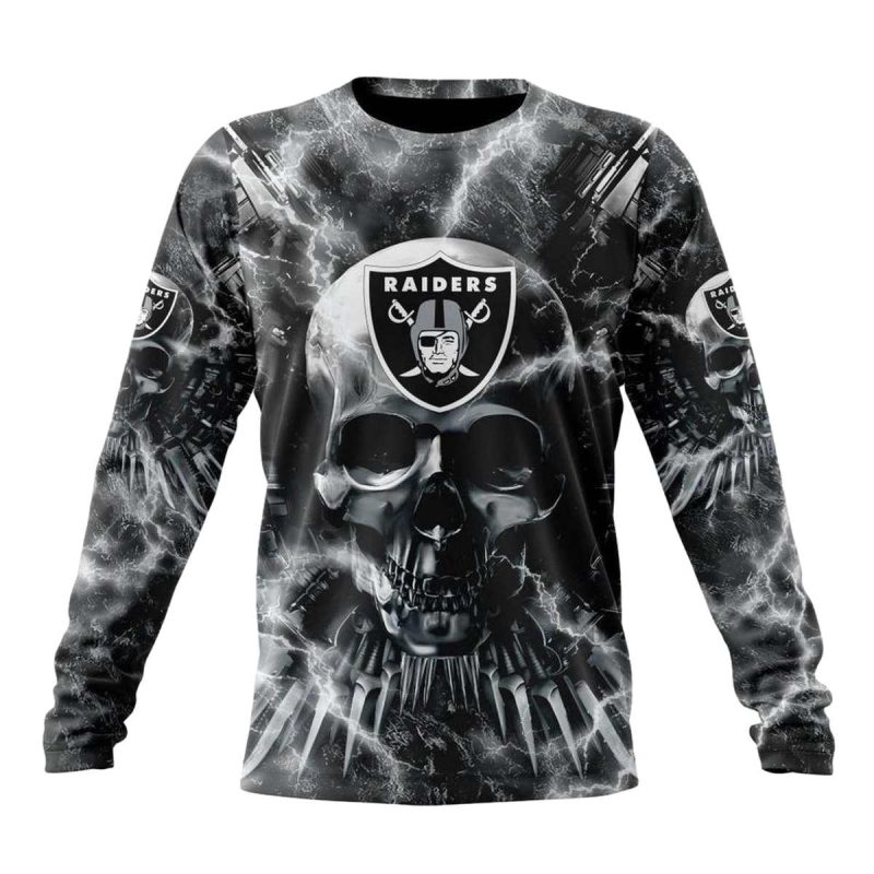 Personalized Las Vegas Raiders Logo And Expendables Skull Halloween Sweatshirt 1