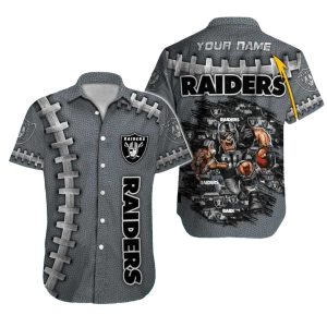 Personalized Las Vegas Raiders Logo And Football Warrior Hawaiian Shirt