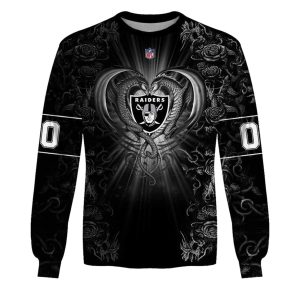 Personalized Las Vegas Raiders Logo And Rose Dragon AOP Sweatshirt