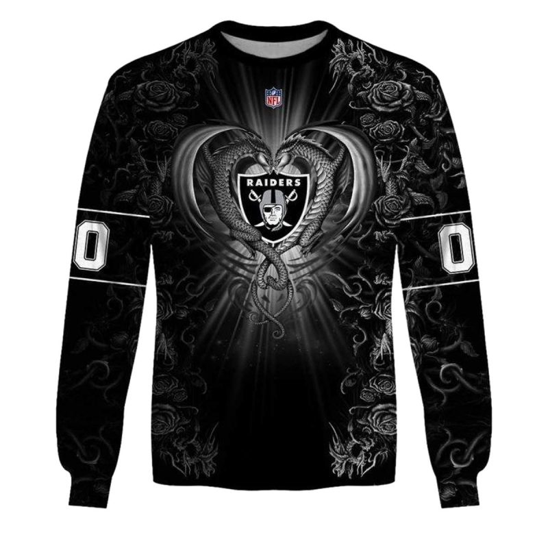 Personalized Las Vegas Raiders Logo And Rose Dragon Sweatshirt 1