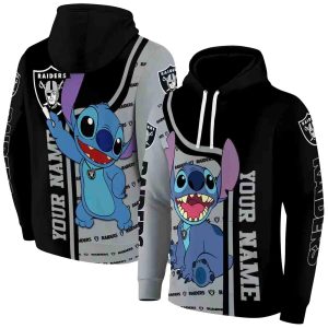 Personalized Las Vegas Raiders Logo And Stitch Black AOP Hoodie