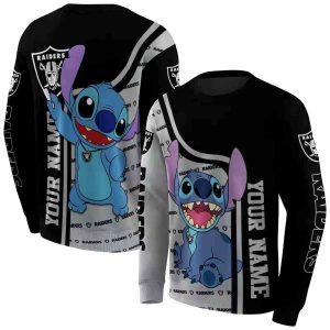 Personalized Las Vegas Raiders Logo And Stitch Black AOP Sweatshirt