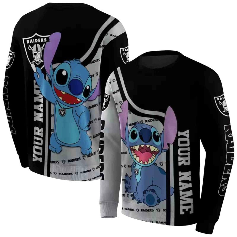 Personalized Las Vegas Raiders Logo And Stitch Black Aop Sweatshirt 1