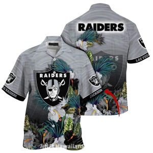 Personalized Las Vegas Raiders Logo And Tropical Hibiscus Vintage Hawaiian Shirt