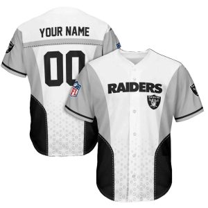 Personalized Las Vegas Raiders Logo Basic Black White And Silver Baseball Jersey