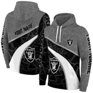 Personalized Las Vegas Raiders Logo Hexagonal Mesh Black Gray AOP Hoodie