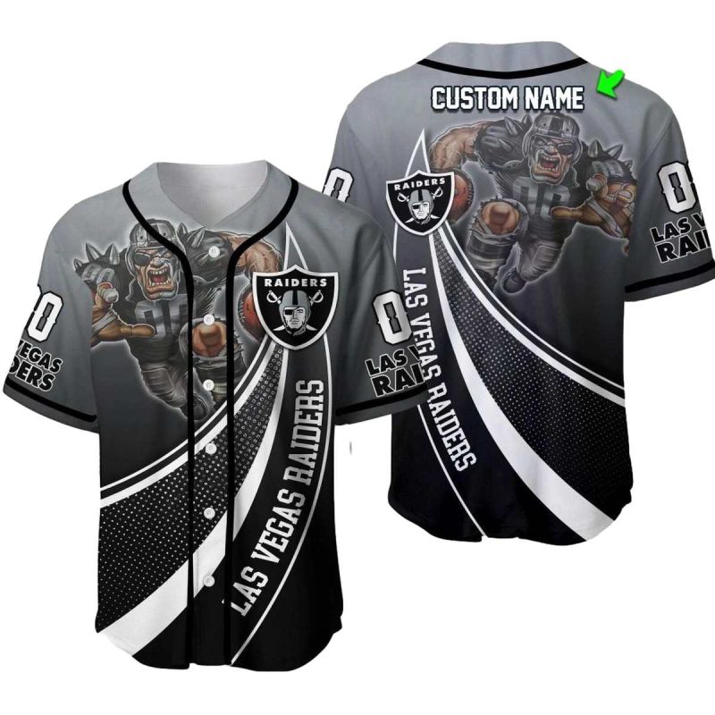 Personalized Las Vegas Raiders Logo Lovely And Mascot Baseball Jersey 1