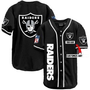 Personalized Las Vegas Raiders Logo Lovely Black Baseball Jersey