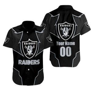 Personalized Las Vegas Raiders Logo Midnight Black Hawaiian Shirt