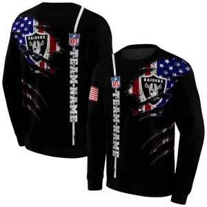 Personalized Las Vegas Raiders Logo Ripped Flag Black AOP Sweatshirt