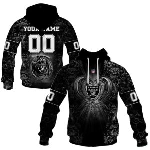 Personalized Las Vegas Raiders Logo Rose Dragon AOP Hoodie