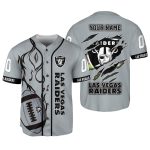 Personalized Las Vegas Raiders Logo Silver Pattern Baseball Jersey