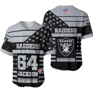 Personalized Las Vegas Raiders Logo Stars Black Pattern Baseball Jersey