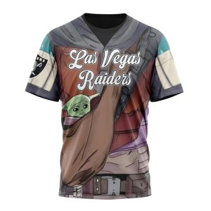 Personalized Las Vegas Raiders Mandalorian And Baby Yoda AOP T-Shirt