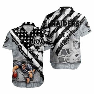 Personalized Las Vegas Raiders Mascot American Flag Hawaiian Shirt
