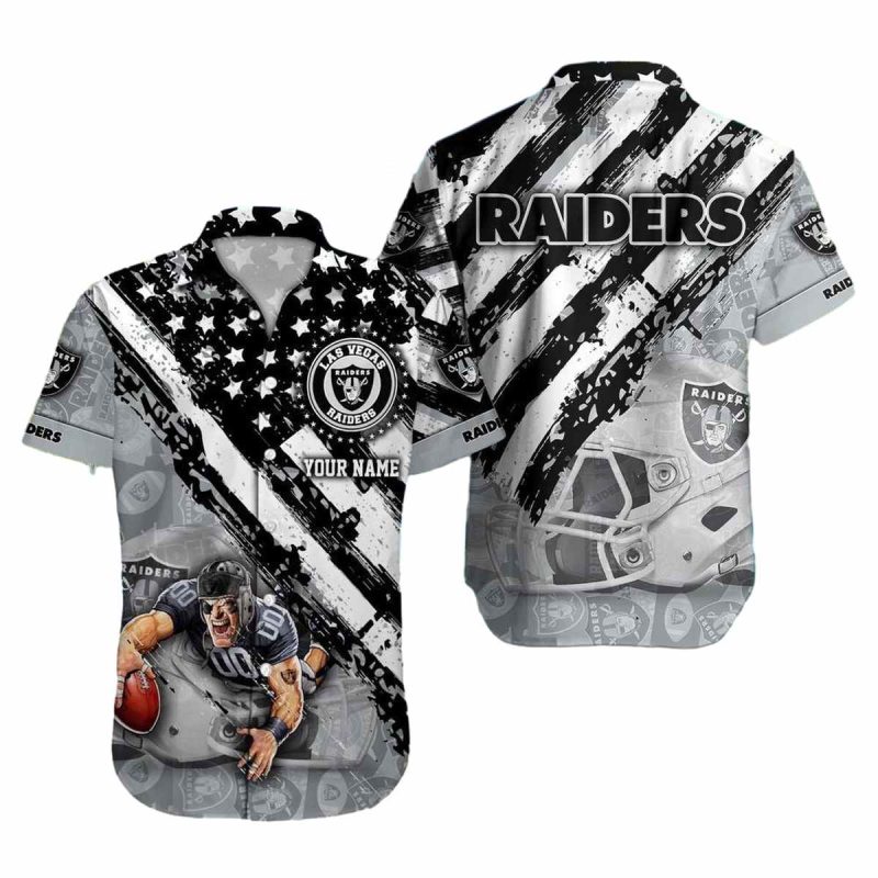 Personalized Las Vegas Raiders Mascot American Flag Hawaiian Shirt 1