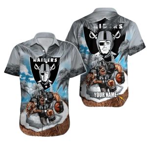 Personalized Las Vegas Raiders Mascot And Coconut Funny Summer Hawaiian Shirt