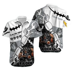 Personalized Las Vegas Raiders Mascot And Flames Ball Hawaiian Shirt