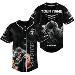 Personalized Las Vegas Raiders Mascot Black Pattern Baseball Jersey