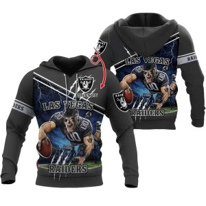 Personalized Las Vegas Raiders Mascot Catching Ball AOP Hoodie
