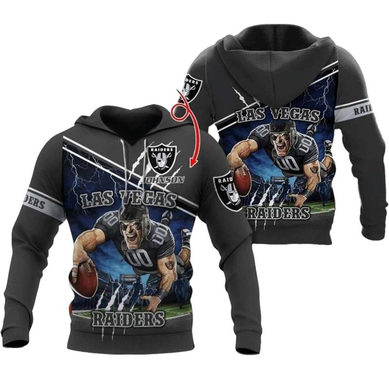 Personalized Las Vegas Raiders Mascot Catching Ball Aop Hoodie 1