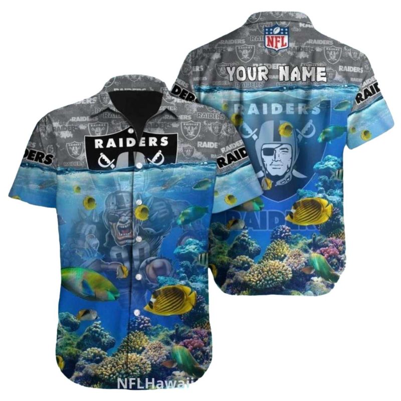 Personalized Las Vegas Raiders Mascot Ocean Underwater Coral Hawaiian Shirt 1