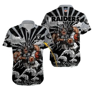 Personalized Las Vegas Raiders Mascot Rising Sun And Wave Hawaiian Shirt
