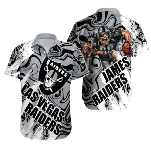 Personalized Las Vegas Raiders Mascot Swirl Art Football Hawaiian Shirt