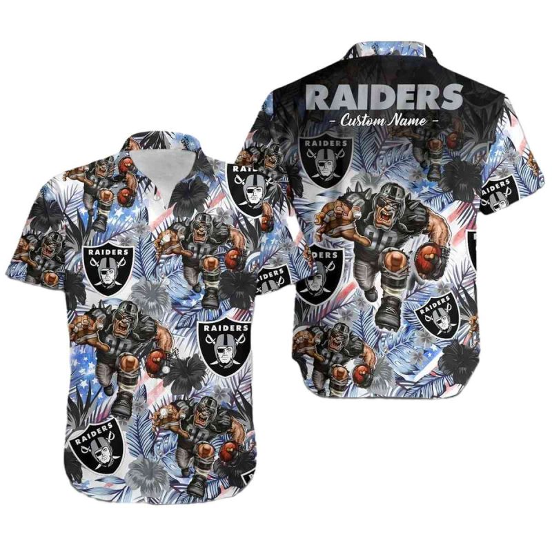 Personalized Las Vegas Raiders Mascot Tropical Floral Hawaiian Shirt 1