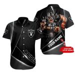 Personalized Las Vegas Raiders Mascot Ultimate Defender Hexagon Black Hawaiian Shirt