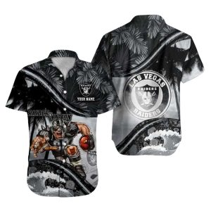 Personalized Las Vegas Raiders Mascot Wave Rider Tropical Hawaiian Shirt
