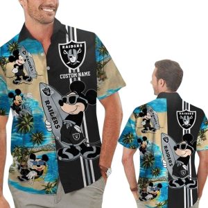 Personalized Las Vegas Raiders Mickey Beach Graphics Hawaiian Shirt