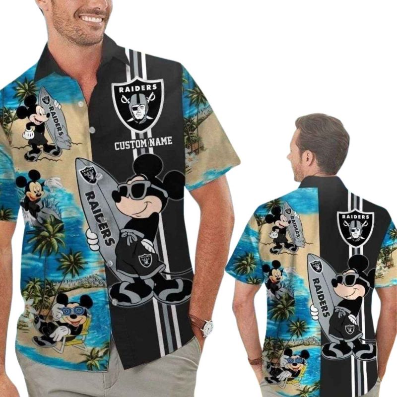 Personalized Las Vegas Raiders Mickey Beach Graphics Hawaiian Shirt 1