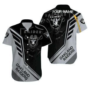 Personalized Las Vegas Raiders Modern Black And Gray Bold Style Hawaiian Shirt
