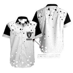 Personalized Las Vegas Raiders Modern Geometric White Hawaiian Shirt
