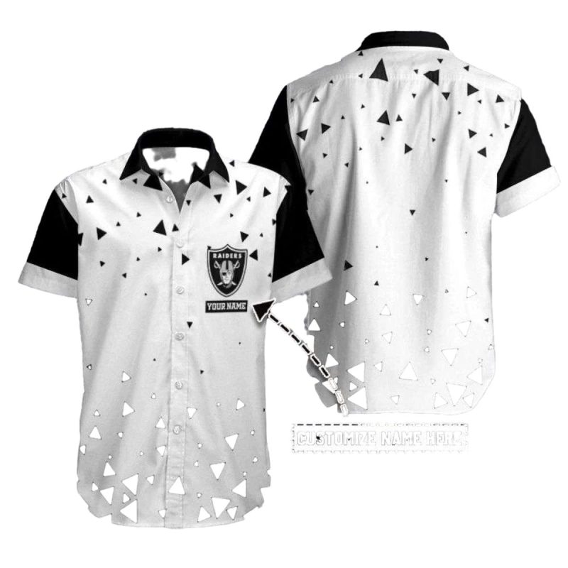 Personalized Las Vegas Raiders Modern Geometric White Hawaiian Shirt 1