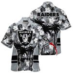 Personalized Las Vegas Raiders Monochrome Raiders Palm Contrast Hawaiian Shirt