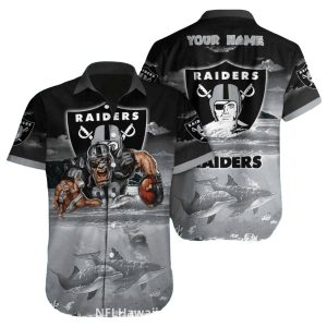Personalized Las Vegas Raiders Ocean Waves And Mascot Hawaiian Shirt