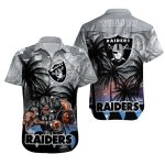 Personalized Las Vegas Raiders Palm Trees And Sunset Warrior Hawaiian Shirt