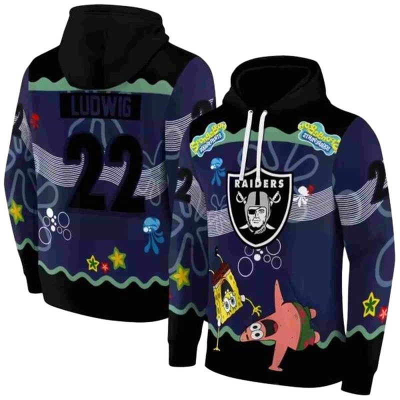 Personalized Las Vegas Raiders Patrick Star Black Navy Aop Hoodie 1