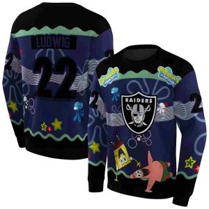 Personalized Las Vegas Raiders Patrick Star Black Navy AOP Sweatshirt