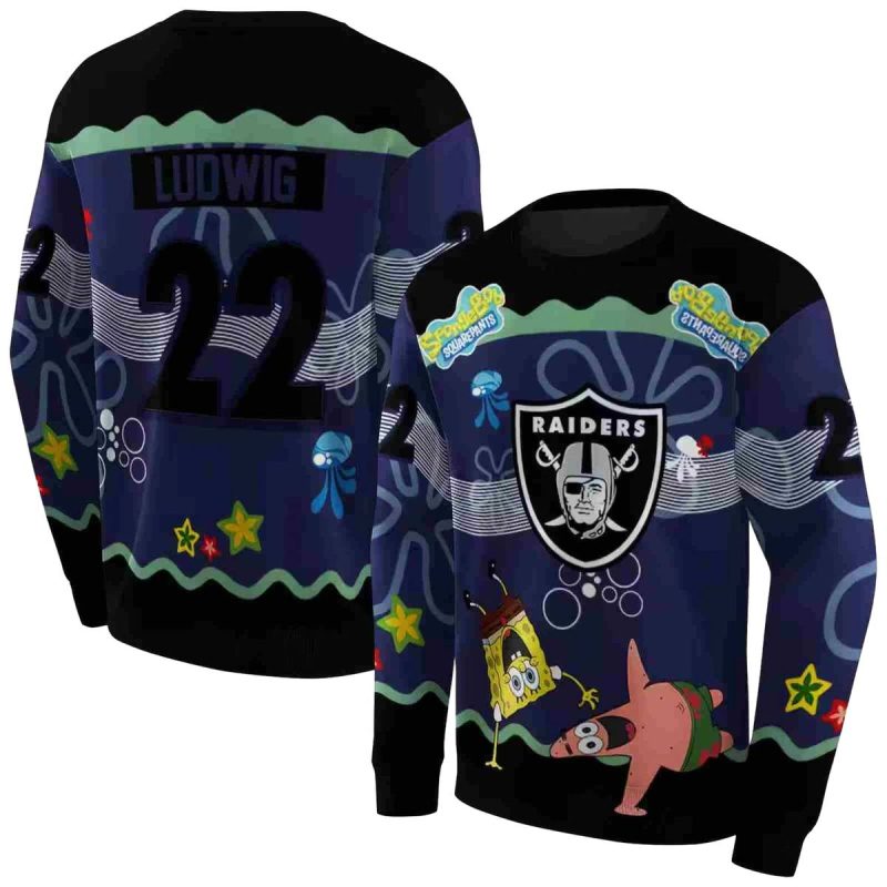 Personalized Las Vegas Raiders Patrick Star Black Navy Aop Sweatshirt 1