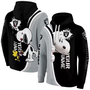 Personalized Las Vegas Raiders Peeking Snoopy Black AOP Hoodie