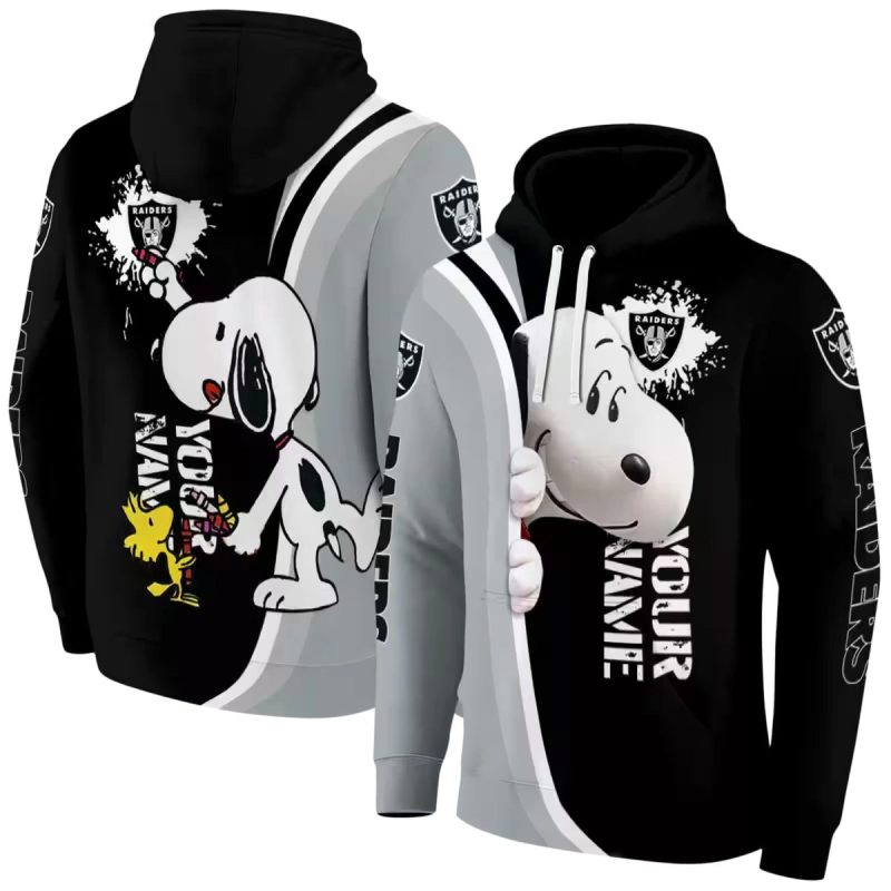 Personalized Las Vegas Raiders Peeking Snoopy Black Aop Hoodie 1