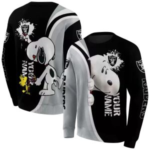 Personalized Las Vegas Raiders Peeking Snoopy Black AOP Sweatshirt