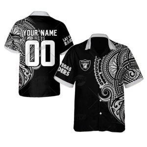 Personalized Las Vegas Raiders Polynesian Tattoo Design Hawaiian Shirt