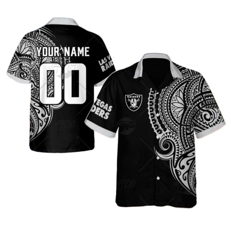 Personalized Las Vegas Raiders Polynesian Tattoo Design Hawaiian Shirt 1