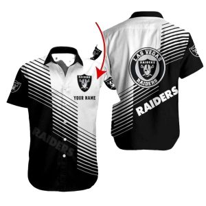 Personalized Las Vegas Raiders Pride Stripe Black And White Hawaiian Shirt