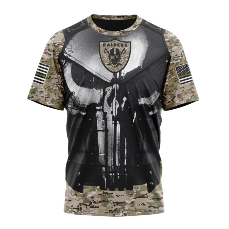 Personalized Las Vegas Raiders Punisher Skull Camo Veteran Aop T Shirt 1